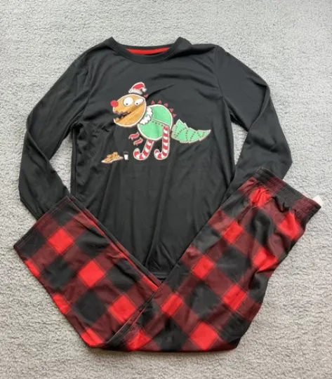Cat & Jack Boy's Size XL (14) Long Sleeve Christmas Pajama Set 2pc Red Plaid