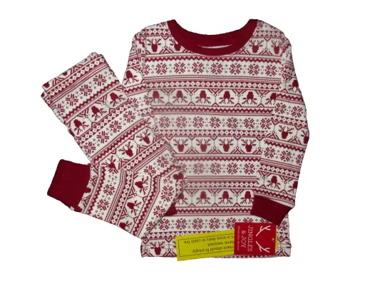 Jingles And Joy Unisex Toddler Christmas Reindeer Snug Fit Pajama Set Sz 18M