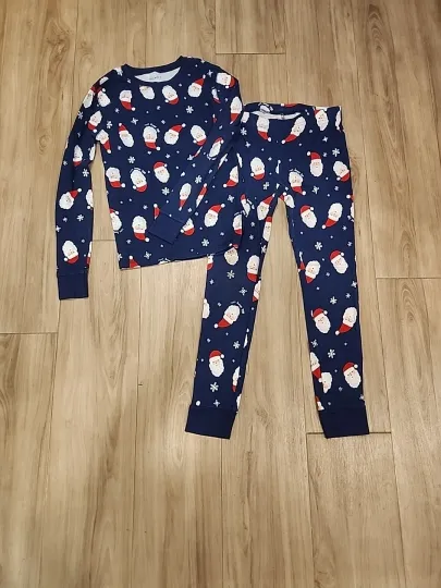Old Navy 2pc Kid's Santa Pajama Set Size XL 12 Unisex Navy