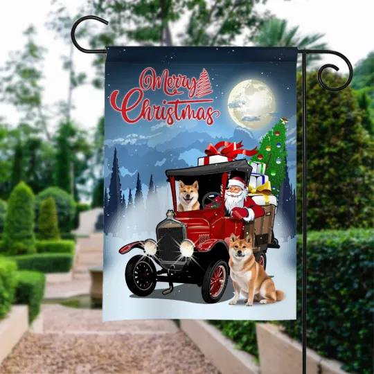 Discover Christmas Santa And Dog Flag, Merry Christmas Flag, Love dog Garden Flag