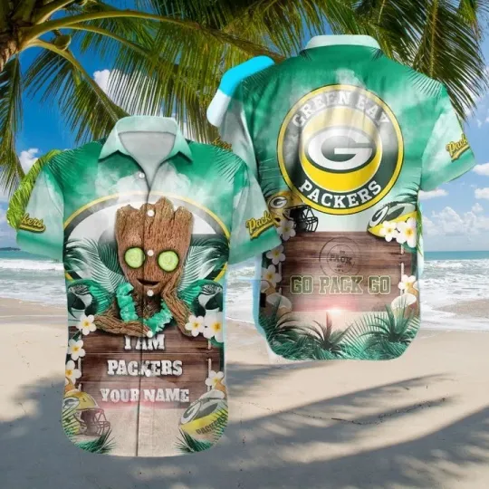 Discover Green Bay Football Beach Vibes Custom Summer Aloha Unisex Hawaiian Shirt, Gift for Fan