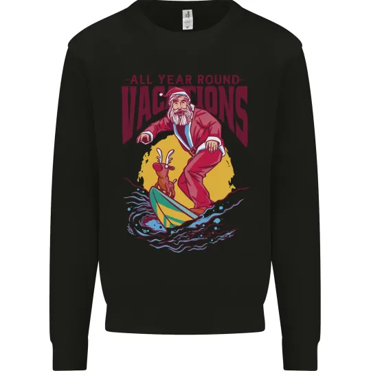 Discover Santa Vacations Funny Christmas Surfer Surfing Mens Sweatshirt Jumper