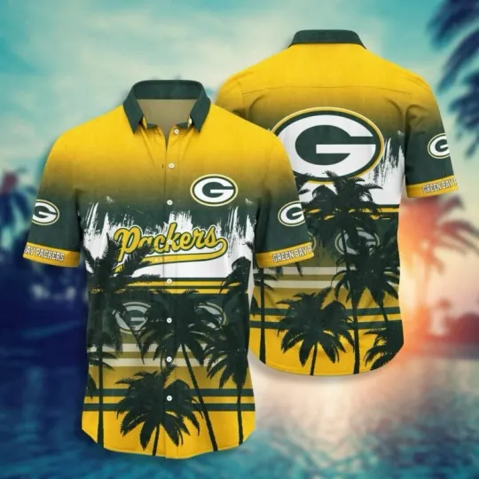 Discover Green Bay Football Tropical Sunset Vibes Summer Aloha Unisex Hawaiian Shirt, Gift for Fan