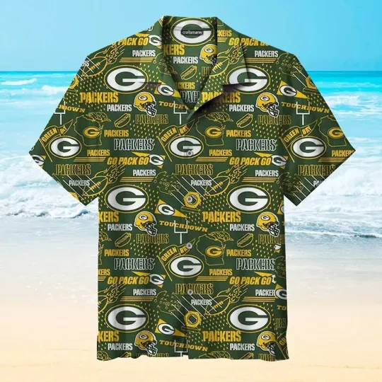 Green Bay Football Victory Wave Summer Aloha Unisex Hawaiian Shirt, Gift for Fan