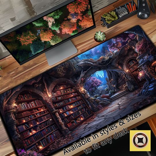 Discover Enchanted Mystic Archive Library Desk Mat Witchy Mousepad