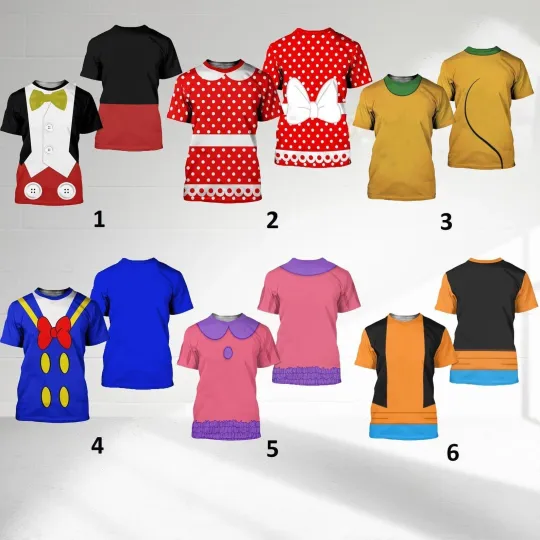 Discover Mickey and Friends Costume T-Shirt, Disney Family Halloween Cosplay 3D T-Shirt