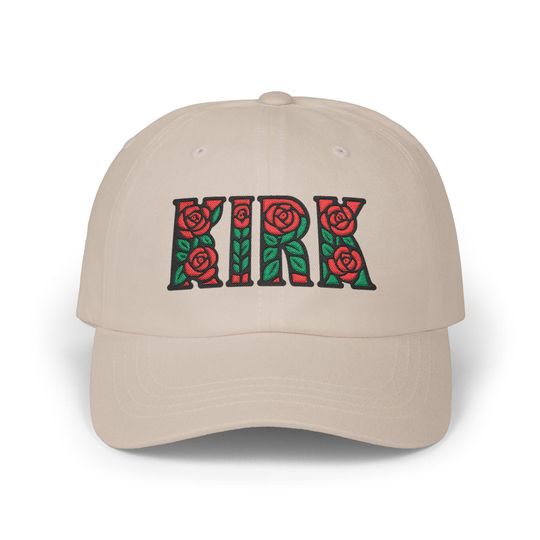 Embroidered Floral "KIRK" Baseball Cap - Cotton Political Statement