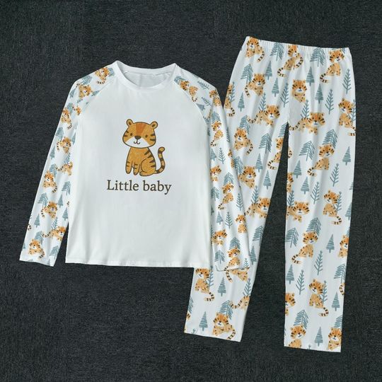 Soft ABDL Tiger Pajamas for Adults | Printed Baby Set | Raglan Sleeves and Elastic Waist | Warm Microfiber