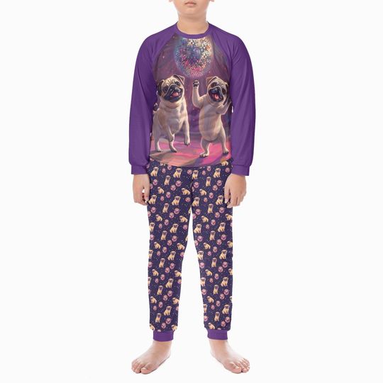 Discover Disco Pug Raglan Pajamas: Matching Family, Kids and Adults, PJ Set or Separates with pockets