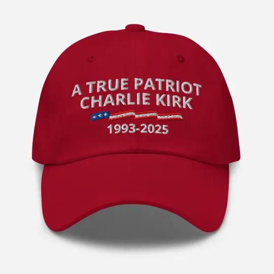 Charlie Kirk Embroidered USA Flag Dad hat