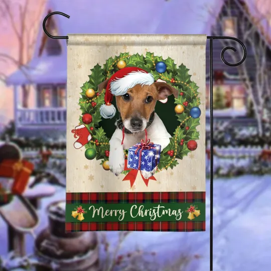Discover Jack Russell Terrier Dog Merry Christmas Flag, Russell Terrier Dog Xmas Flag