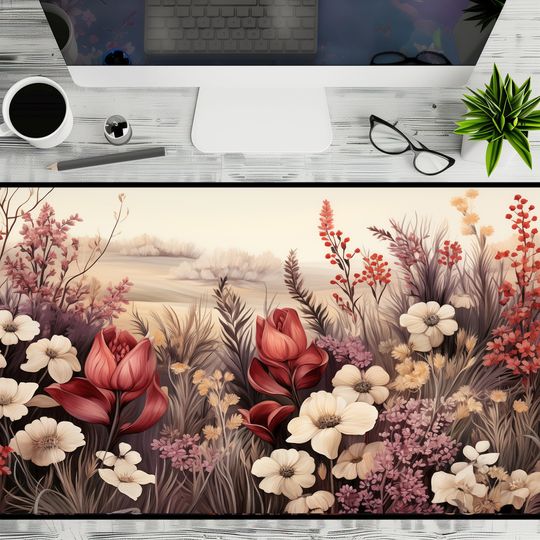 Discover Boho Wildflower Playmat, Flowers Play Mat, Floral Desk Decor, Cute Playmat  , Gamer Girl Gifts, Gift for Wife, Gift for Girlfriend