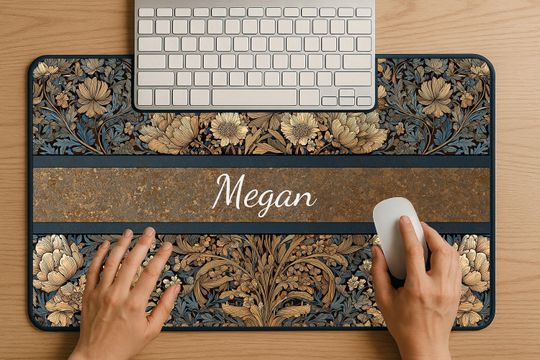 Dark Aesthetic William Morris Personalized Desk Mat Oversized Mousepad for Her