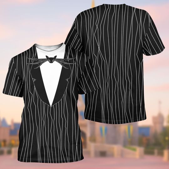 Jack Skellington Costume 3D Shirt, Nightmare Before Christmas Cosplay Shirt, Horror Movie Men Shirt, Halloween Gift