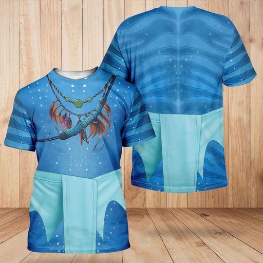 Discover Avatar 3 Cosplay 3D Tshirt, Blue Navi Costume Shirt, Movie Inspired Unisex Shirt, Halloween Outfit, Pandora Style Top