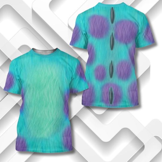 Discover 3D Monster Print Cosplay T-Shirt: Furry Blue & Purple Halloween Costume