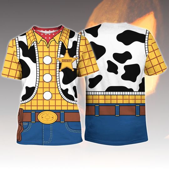 Discover Woody Costume T-Shirt, Toy Story Cowboy Cosplay Shirt, Disney Halloween Tee For Him, Toy Story Character Outfit, Disney Cosplay