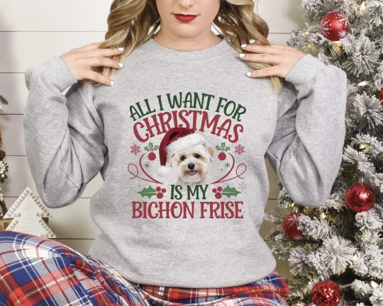 Xmas Sweatshirt Christmas Sweater Bichon Frise Dog Gifts Xmas Jumper Day Festive