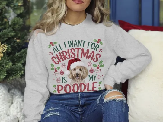 Discover Xmas Sweatshirt Christmas Sweater Poodle Dog Xmas Jumper Day Festive Top