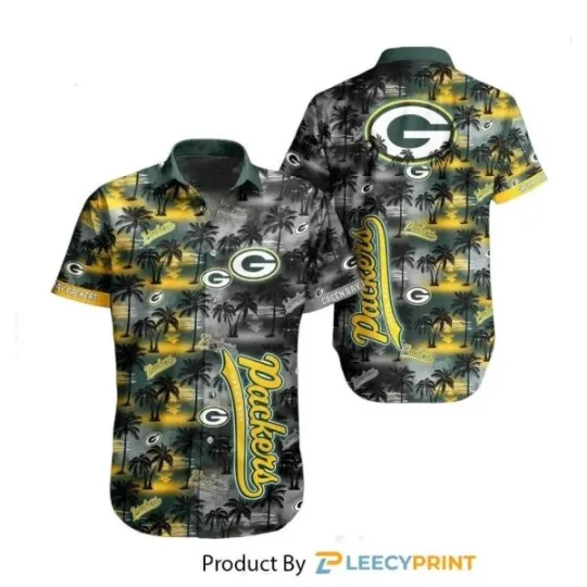 Discover Green Bay Football Hawaiian Shirt Tropical Pattern Summer For Football Fans, Gift for Fan