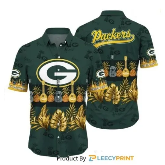 Discover Green Bay Football Hawaiian Shirt Tropical Pattern Graphic Trends Summer, Gift for Fan