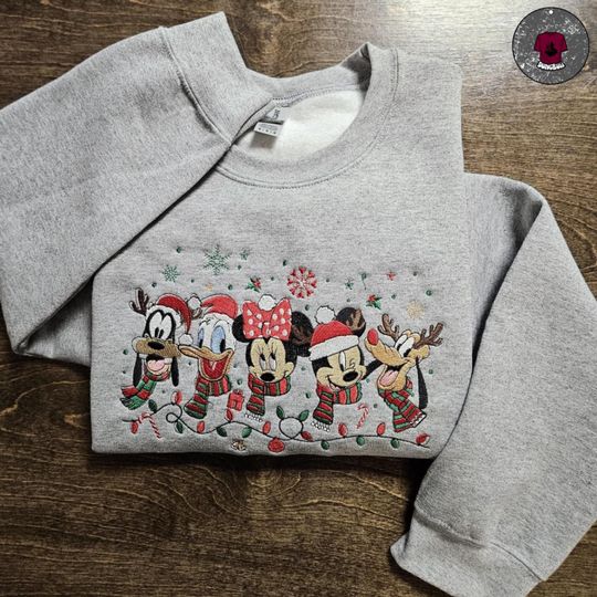 Mickey's Christmas Party Embroidered T-shirt Sweatshirt Hoodie, Mickey and friend christmas shirt, Disney christmas shirt, Xmas gift