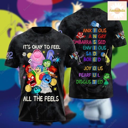 Halloween It's Okay To Feel All The Feels Shirt, Inside Out 2 Shirt, Emotions Inside Out Characters Shirt, Pixar Inside Out Movie Shirt