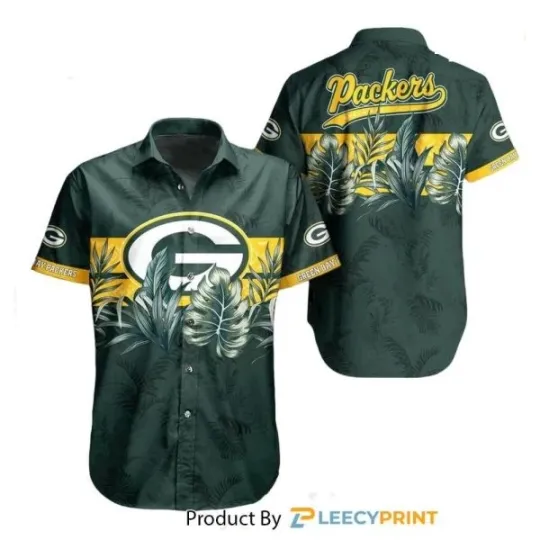 Green Bay Packers Hawaiian Shirt Tropical Pattern Graphic Gift For Fan