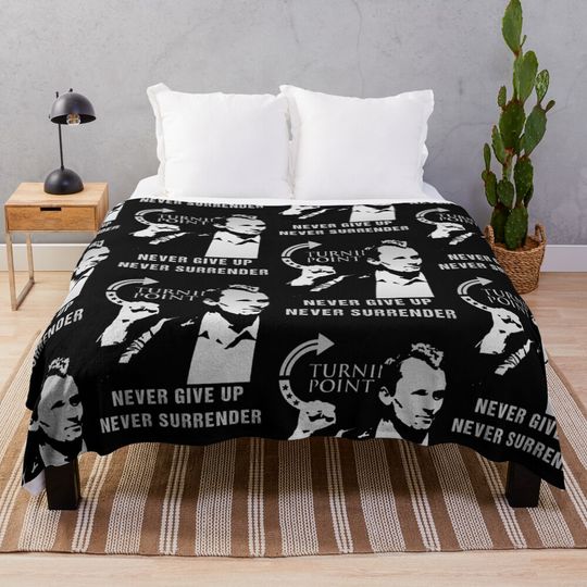 Charlie Kirk RIP Turning Point Never Give Up Never Surrender 2025 Blanket