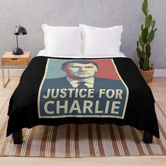 Justice For Charlie Kirk Memorial Throw Blanket