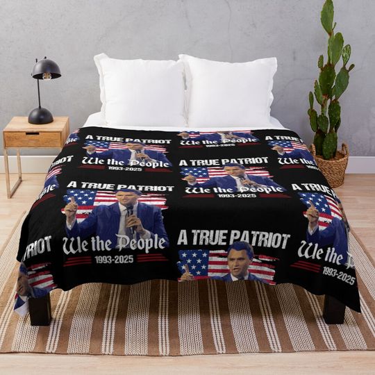 A true patriot Charlie Kirk American Flag Blanket