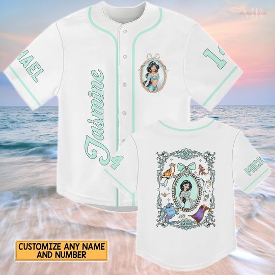 Discover Custom Jasmine Princess Baseball Jersey, Disney Princess Jersey Shirt, Aladdin Shirt, Disney Baseball Shirt, Disneyland Matching