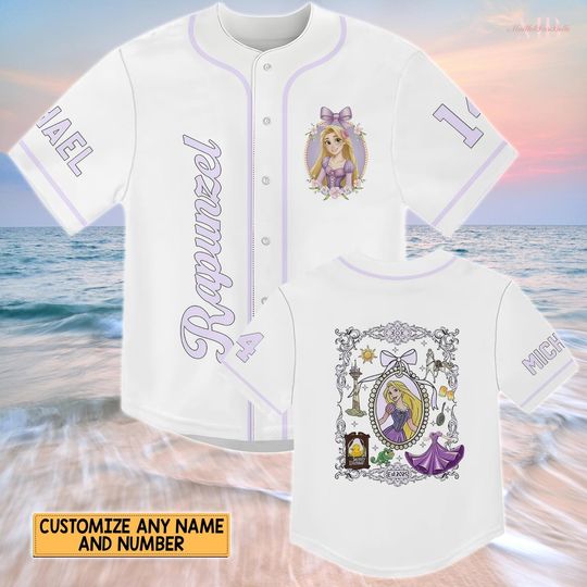 Discover Custom Rapunzel Princess Baseball Jersey, Disney Princess Jersey Shirt, Disney Baseball Shirt, Disneyland Trip Matching