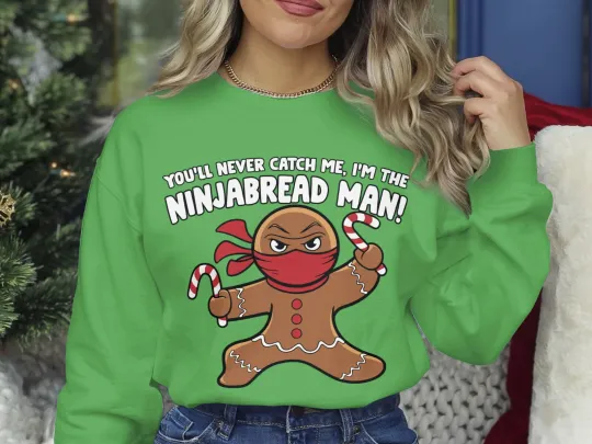 Discover Christmas Sweatshirt Ninjabread Man Funny Xmas Sweater Christmas Jumper Day
