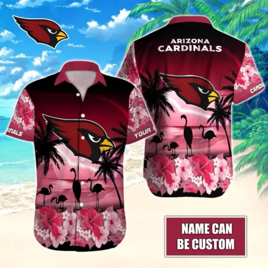 Personalized Arizonna Football Flamingo Sunset Hawaiian Shirt Summer Aloha, Gift for Fan