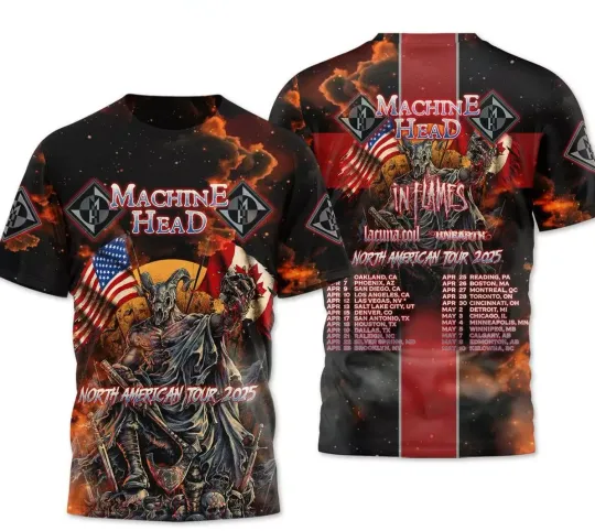 Discover Machine Head North America Tour 2025 In Flames T-Shirt 3D