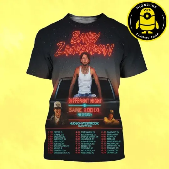 Balley Zimmerman Event Poster Diferent Night Same Rodeo Tour 2026 Schedule 3D Shirt