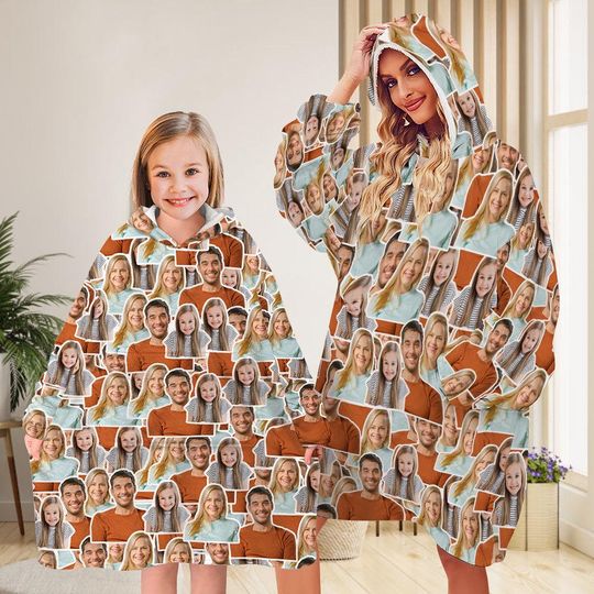 Personalized Photo Hoodie Blanket: Custom Flannel Wearable Blanket