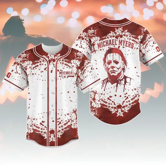 Personalized Michael Myers Baseball Jersey, Halloween Movie Jersey, Spooky Slasher Jersey For Him, Scary Movie Fan Gift