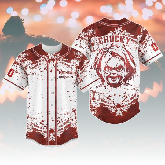 Personalized Chucky Baseball Jersey, Child's Play Jersey For Fan, Spooky Slasher Jersey For Men, Scary Movie Fan Gift