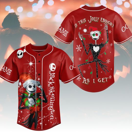 Personalized Jack Skellington Baseball Jersey, Halloween Town Jersey, Spooky Movie Character Outfit, Pumpkin King Fan Gift