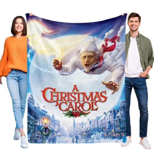 A Christmas Carol Fleece Blanket for Sofa Couch Bed Gift