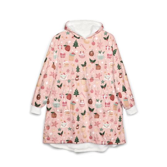 Unisex Hooded Blanket, Oversized Wearable Hoodie Blanket, One Size Fits All, Outdoor Softball Snuggly Hoodie Cloak, Christmas Sweet Treats