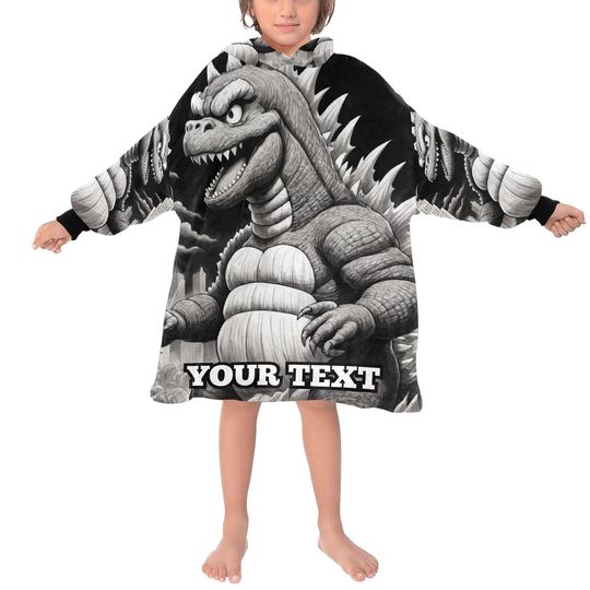 god zilla Kids Hoodie Blanket Gift Personalized Hooded Blankets Kaiju Gojira