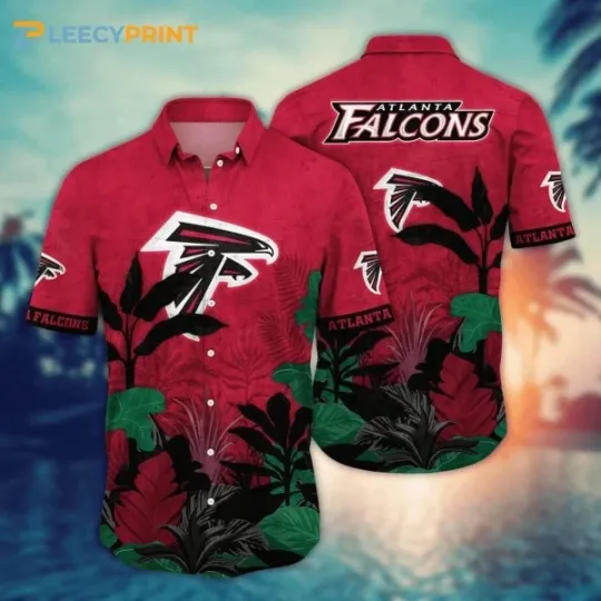 Discover Atlanta Football Tropical Leaves Summer Hawaiian Shirt , Gift for Fan