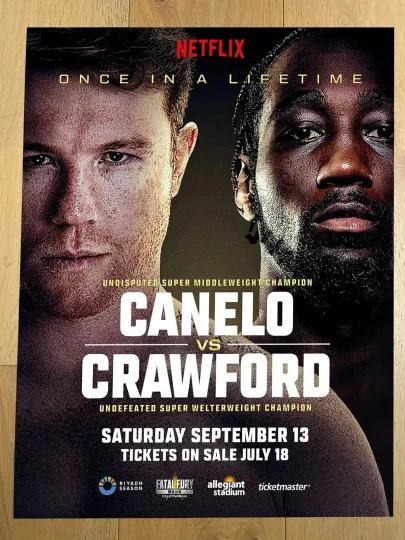 Discover Canelo vs Crawford Fight Poster September 13, 2025 Las Vegas Boxing Vertical Poster