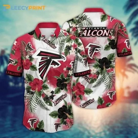 Discover Atlanta football Summer Hibiscus Flower White Aloha Shirt, Gift for Fan