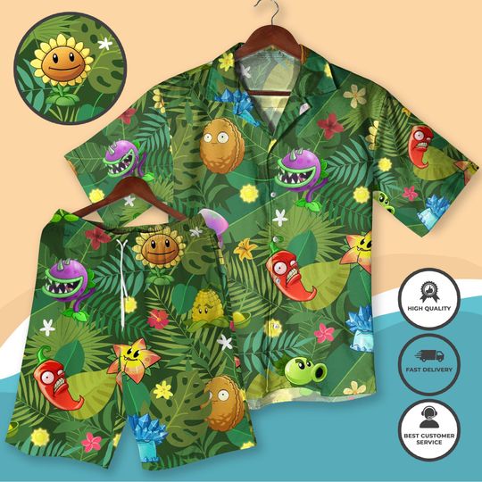 Discover Plants vs Zombies Hawaiian Shirt Shorts Funny Tropical Gamer