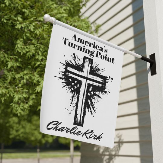 America's Turning Point Charlie Kirk Garden Flag, Outdoor Banner, Patriotic House Decor,  Political Statement