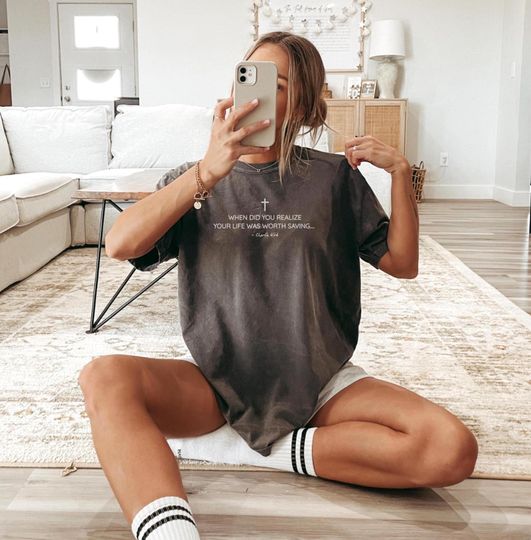 Discover When Did You Realize Your Life Was Worth Saving Shirt | Christian Unisex T-Shirt | Charlie Kirk Inspired | Faith Quote Tee | Comfort Colors